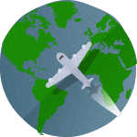 Illustration of Plane Flying Over Globe