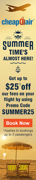 Summer time's almost here! Take up to $25 off our fees on flights with promo code SUMMER25. Book Now!