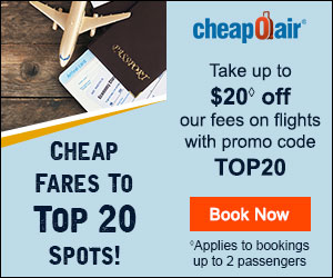 Cheap Fares To Top 20 Spots! Take up to $20◊ off our fees on Flights with Promo Code TOP20. Book Now!