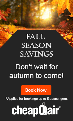 Fall Season! Don't wait for autumn to come! Enter code FALL25 for up to $25 off our fees on flights and plan your fall getaway today.