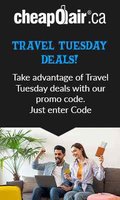 Take advantage of Travel Tuesday deals with our promo code. Just enter Code TRAVELT35 for up to C$35◊ off our fees.