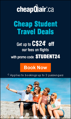 Find Cheap Flights for Students now. Use Promo Code STUDENT24 and get up to C$24 Off◊ our fees on flights. Book Now!