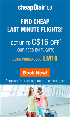 Cheap Last Minute Flights! Save up to C$16 off our Fees on Flights with code LM16