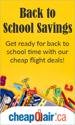 Back to School Savings! Get ready for back to school time with our cheap flight deals! Enter Promo Code BTS35 and save up to C$35 off our fees on flights.