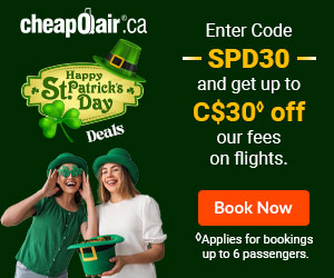 Happy St. Patrick's Day! Enter Code SPD30 and get up to C$30◊ off our fees on flights.