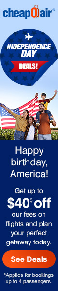 Celebrate America's birthday with a fun trip! Enter code USA40 for up to $40◊ off our fees on flights and plan your next getaway today.