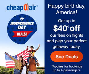 Celebrate America's birthday with a fun trip! Enter code USA40 for up to $40◊ off our fees on flights and plan your next getaway today.