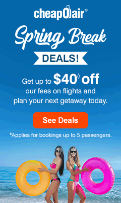 Up for a cheap vacay? Enter code BREAK40 for up to $40◊ off our fees on flights and plan your next getaway today. See Deals