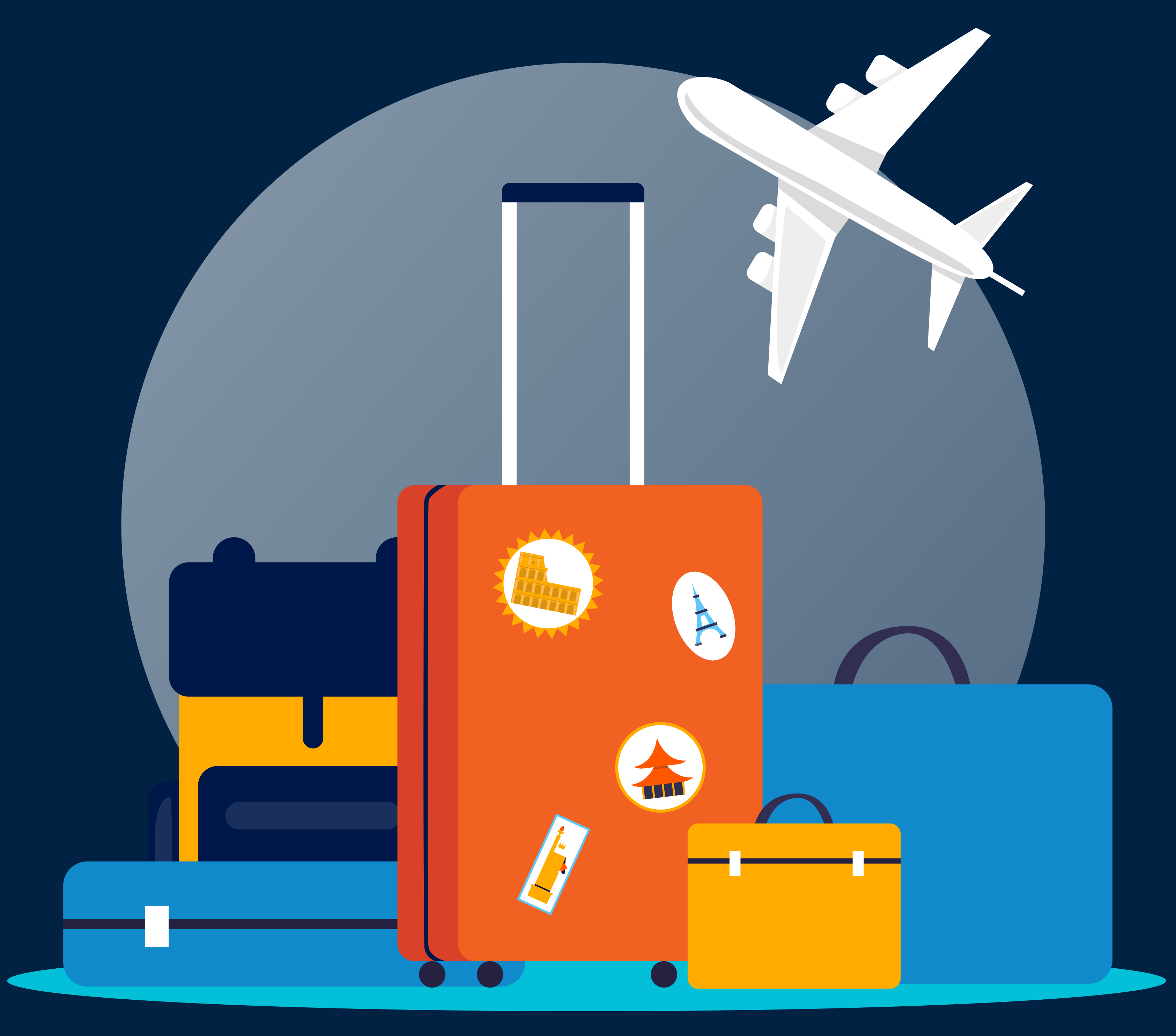 Airplane & luggage illustration