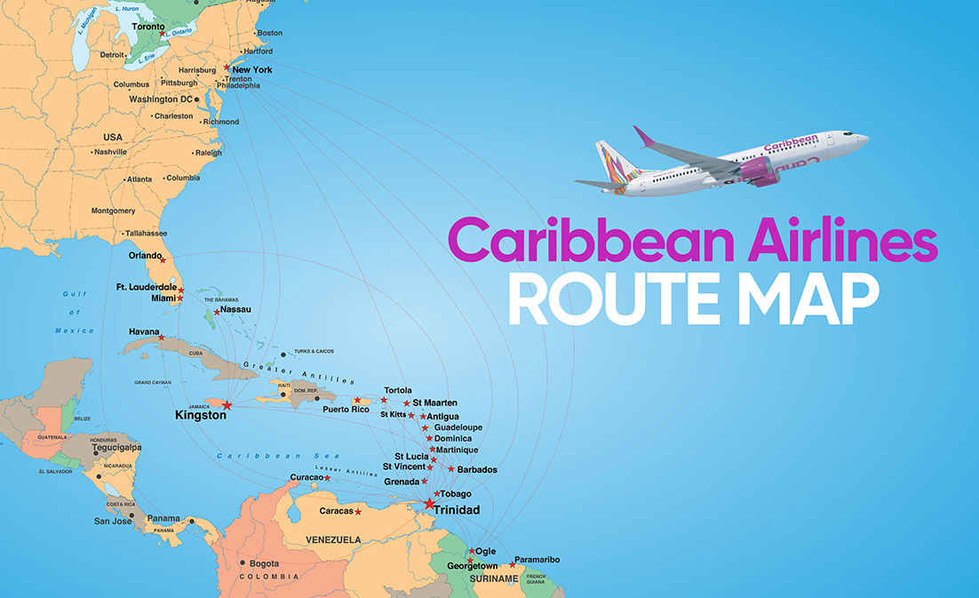 Caribbean Airlines Route Map