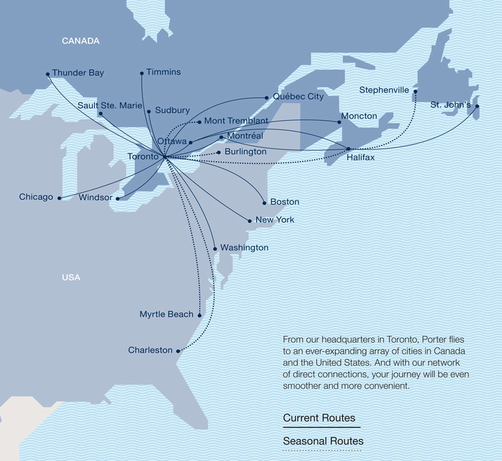 Porter Airlines Route Map
